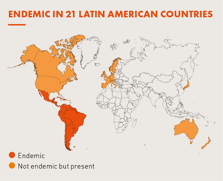 Map of countries endemic with Chagas disease