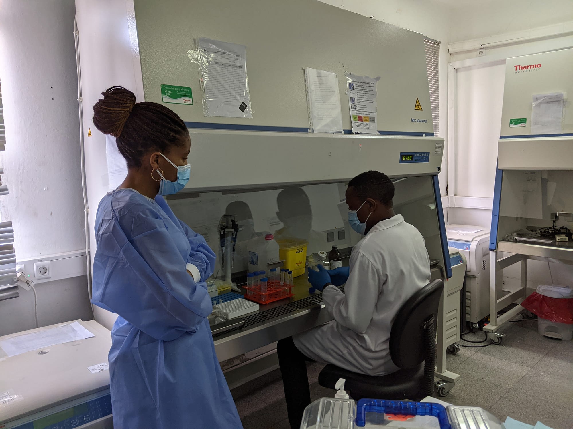 Healthcare workers in a lab setting