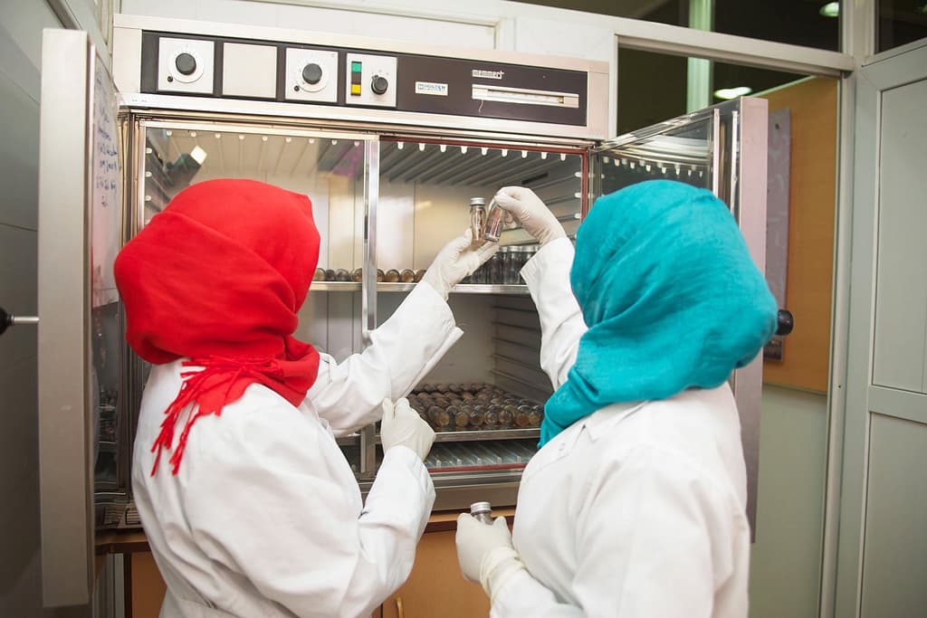 Two women working on Mycetoma in a lab