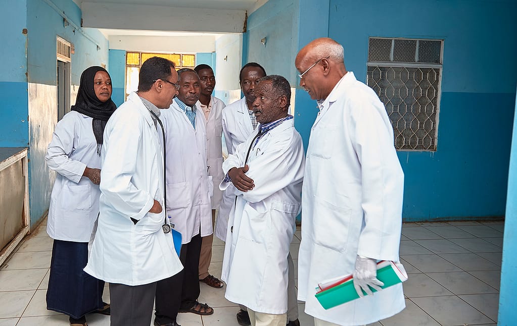 Doctors and investigators in Dooka, Sudan; one of the eight study sites