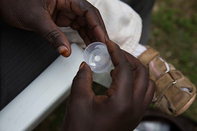 The other two medicines for Simon come in a dispersible tablet that Gloria disperses in a small cup containing clean water. This can be also a challenge for certain households where there is no clean water readily available.