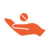 Icon of hand holding a pill