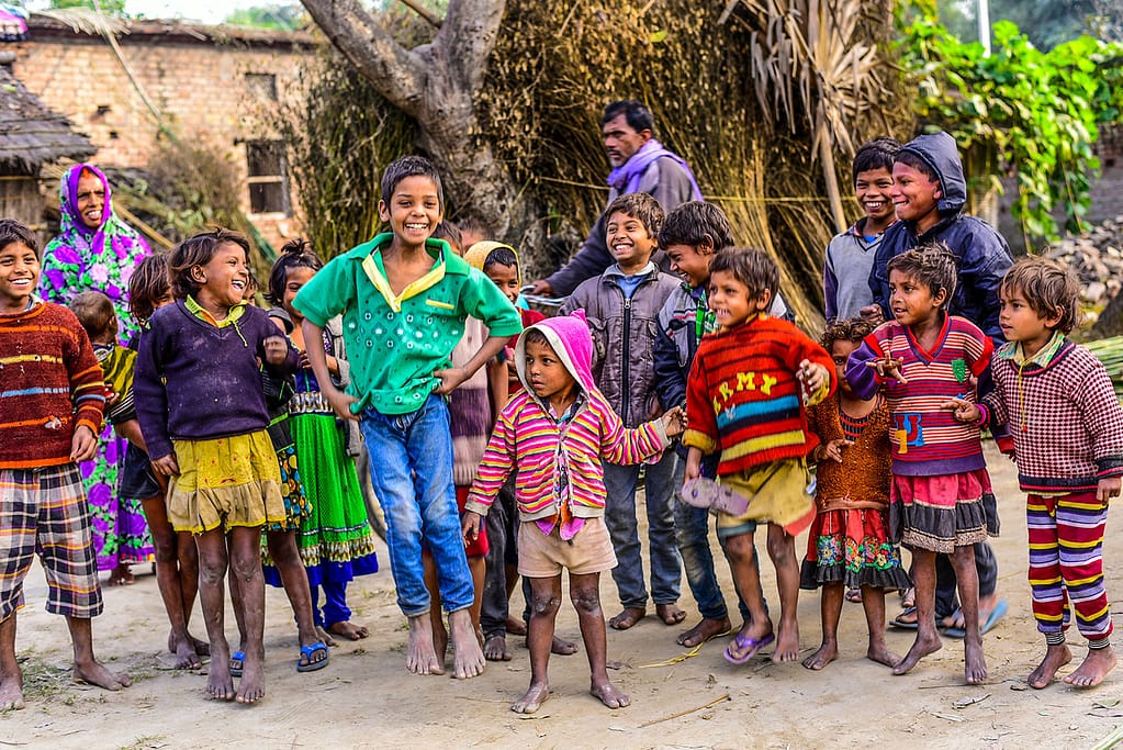 Children in India smiling