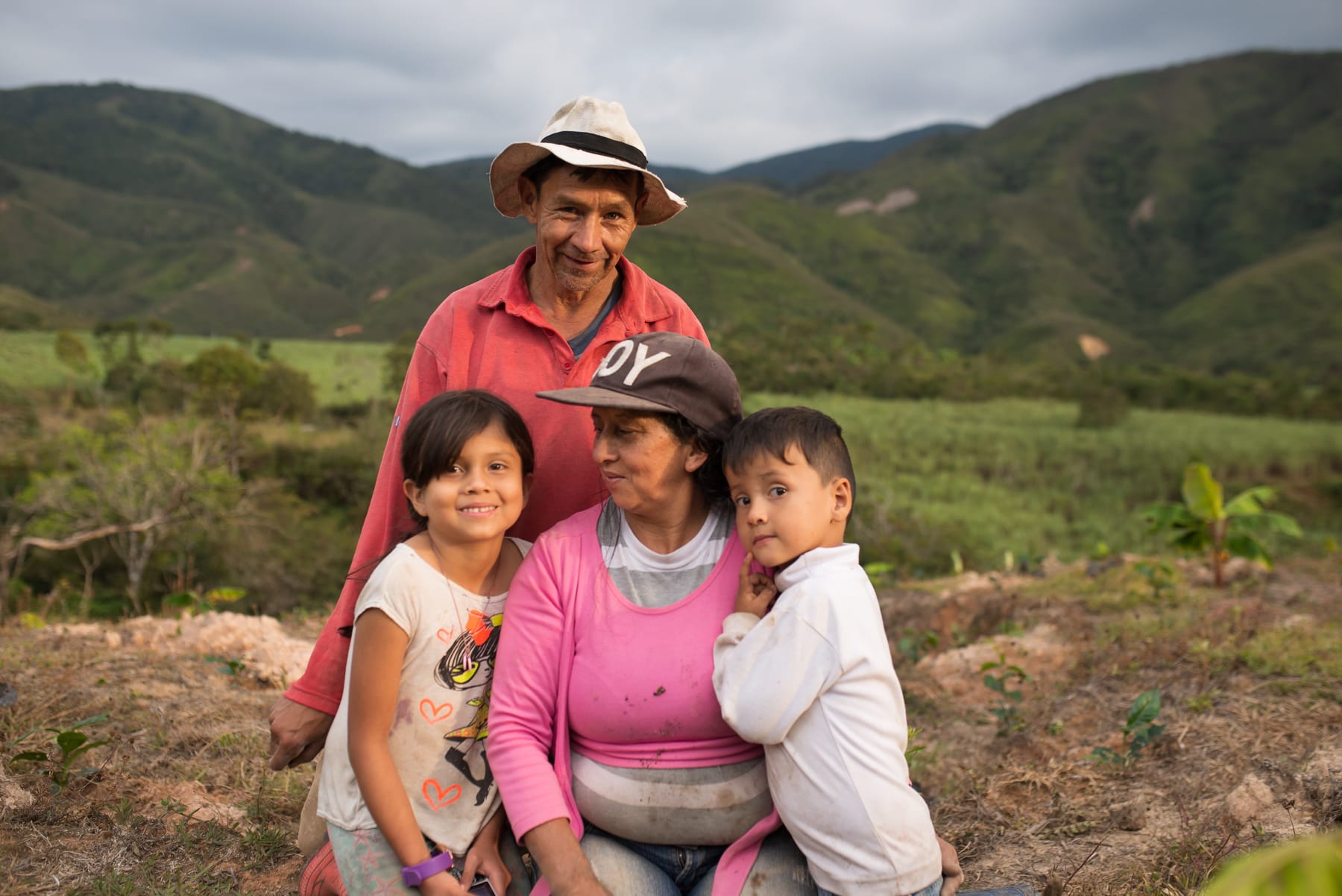 Family in a rural setting in Colombia