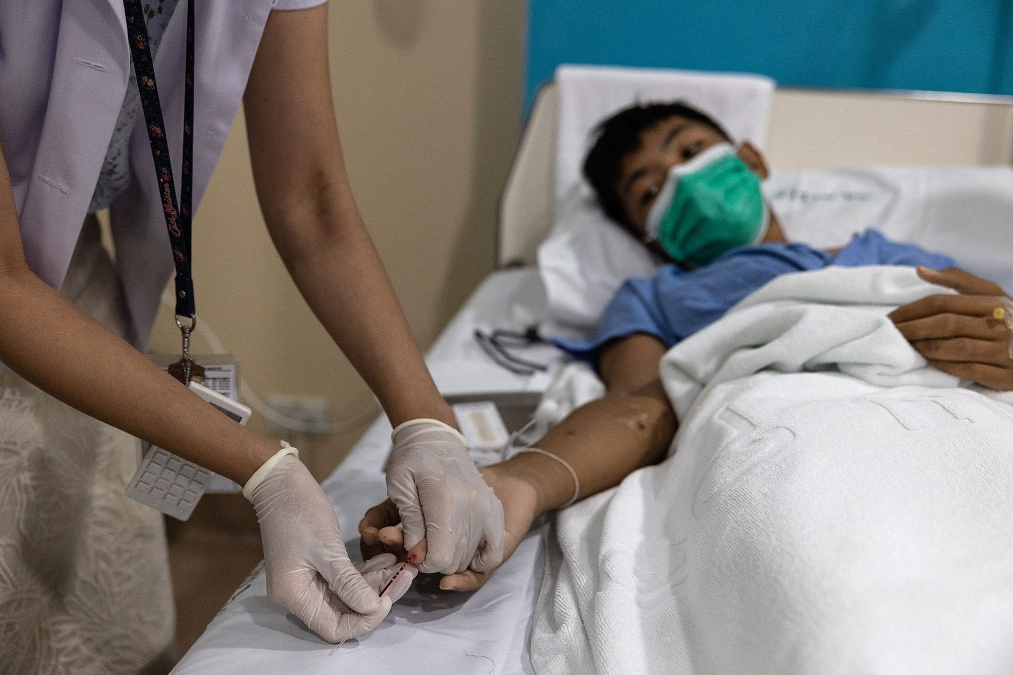 Patient in hospital bed